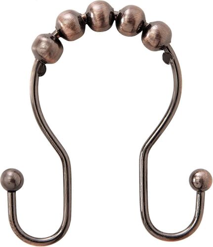 KN67122 Rust-Resistant Gliding Metal Beaded Shower Curtain Rings with Double