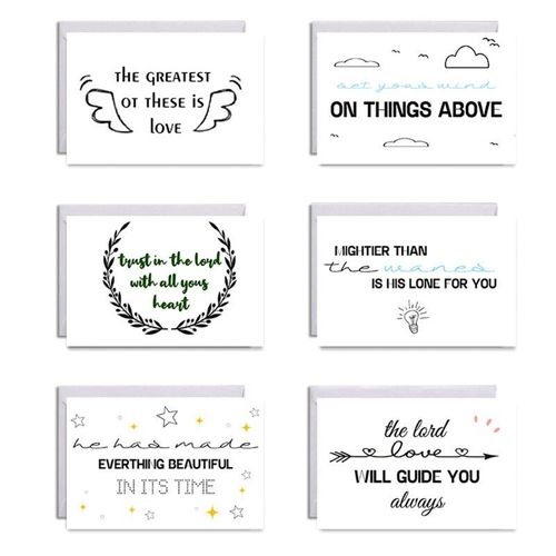 Lot De 6 Cartes De V¿Ux Chrétien Avec Enveloppes, Autocollants, Carte D'inspiration, Religieux, Jésus, Encouragement De Motivation, 4x6