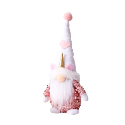 Figurine De Gnome Licorne À Paillettes Roses, Long Chapeau, Décoration De Bureau, Pour Maison, Ferme, Cuisine, Plateau À Plusieurs Niveaux, Cadeau