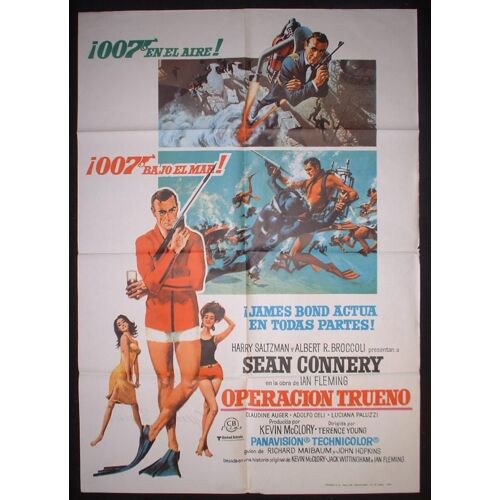 Opération Tonnerre * Thunderball * Terence Young - Film 1965 - Affiche De Cinéma Espagnole Pour La Sortie En 1976 - 100x70 Cm *(39x27in) * Sean Connery Est James Bond 007 ; Claudine Auger ;Adolfo Celi