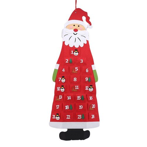 Calendrier de l'avent du père noël 24 poches, en feutre, compte à rebours suspendu, pour la décoration murale intérieure de la maison