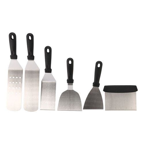 Kit D'outils Pour Grill Professionnel, 6 Pièces, Spatule Et Grattoir, Flipper En Acier Inoxydable Pour Grill Plat Hibachi B