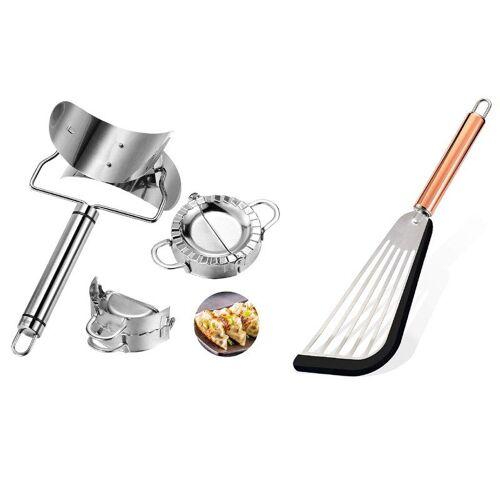 1x Spatule Flexible En Acier Inoxydable Et 3x Machine À Boulettes En Acier Inoxydable, Machine À Boulettes De Peau De 1 7.5cm 9.5cm Et 7.5cm
