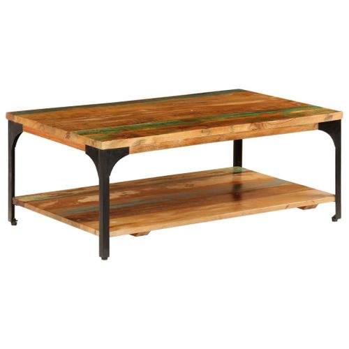 Table Basse Et Étagère 100x60x35 Cm Bois De Récupération Solide