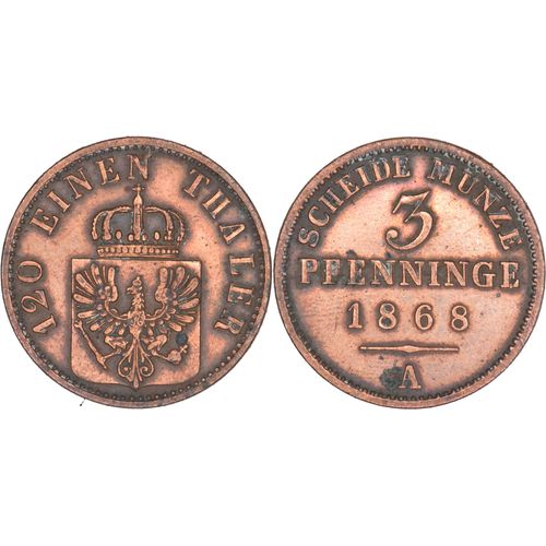 Allemagne - Royaume De Prusse - 1868 - 3 Pfenninge - Atelier Berlin (A) - 06-193