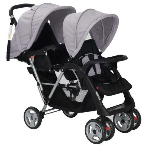 Poussette Bébé Double Duo Légère Pour Jumeaux Pliable Avec Auvent Châssis Robuste A Absorption De Chocs Roues Increvables