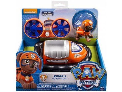 Pat Patrouille : Zuma Et Son Hovercraft Orange Et Noir - Figurine Chien - Vehicule Paw Patrol ref4882