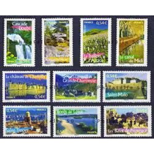 La France À Voir (9) : Sites Et Monuments Série Complète Année 2007 N° 4014 4015 4016 4017 1048 4019 4020 4021 4022 4023 Yvert Et Tellier Luxe