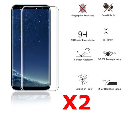 X2 Protection Écran Curve Pour Samsung Galaxy S8 , Verre Trempé Incurvé Ultra Clair Et Résistant Film Protecteur D¿Écran En Verre Tempéré, Haute Transparence Et Ultra Slim Dureté 9h X2 Couleur :