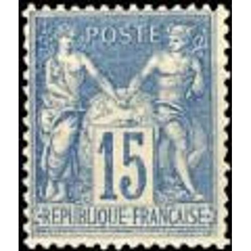 Sage 15c Bleu (N° 90) Oblitéré - France Année 1878