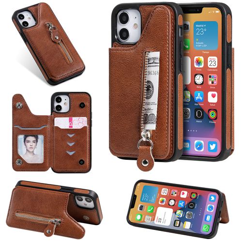 Coque Iphone 12 Mini,Etui Pour Iphone 12 Mini,Coque En Cuir Pour Iphone 12 Mini,Convient A Etui La Iphone 12 Mini,Marron