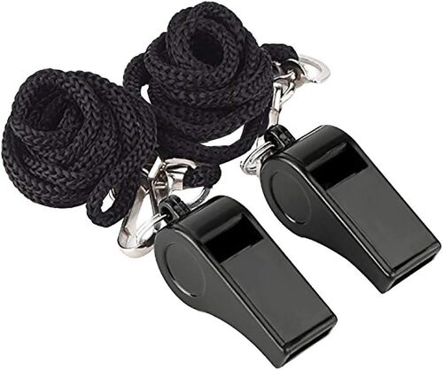 2 Pcs Noir Plastique Sport Whistle Coach Whistle Arbitre Whistle Avec Cordon
