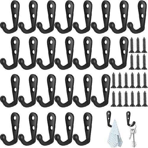 Crochets à clé avec vis - Pack de 40 porte-manteaux métalliques faciles à assembler