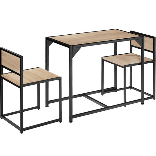 Ensemble Milton Table + 2 Chaises Style Vintage - Bois Clair Industriel