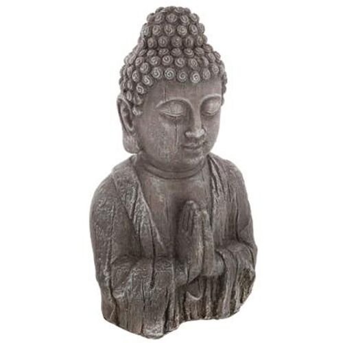 Statuette de Bouddha "Effet Bois" 49cm Gris