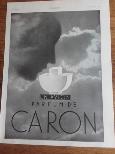 Publicité Année 1933 Parfum Caron "En Avion"