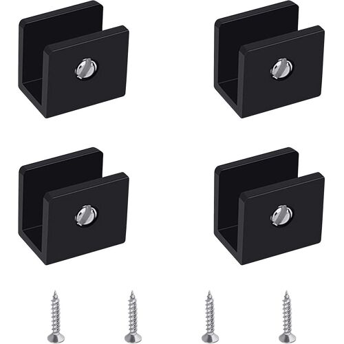 Pince en verre, 4pcs Supports d¿étagère en verre carré réglable - Support de support en verre noir