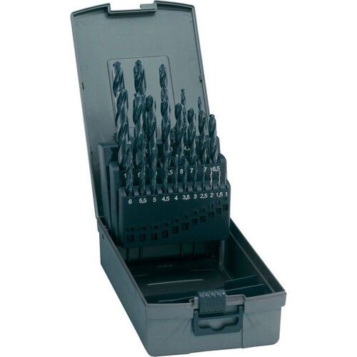 Jeu de forets h?lico?daux, coffret m?tallique, en acier ? coupe rapide, type N, DIN 338, rectifi?, ? h8 : 1,00-10,00 mm, Nombre de forets 19 pi?ces