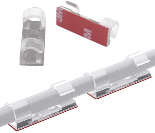 Pince de câble 60 pièces auto-adhésive, clips de câble transparents, support de câble