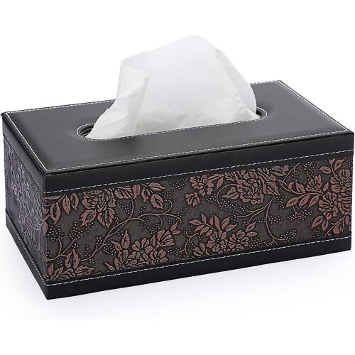 Porte-papier de soie rétro en cuir PU - porte-serviette rectangulaire avec motif floral