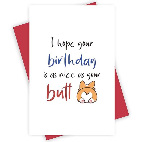 Drôle De Carte De Joyeux Anniversaire - Cute Corgi Butt Bday Card