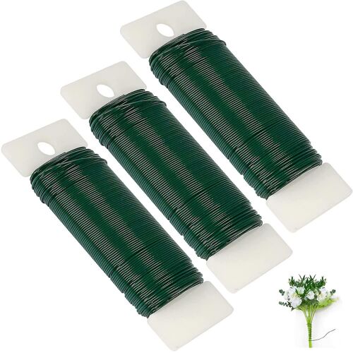 Fil Floral, 3 Pack 117 Verges 22 Calibre Vert Fleuriste Fil De Pagaie Flexible Pour L'artisanat