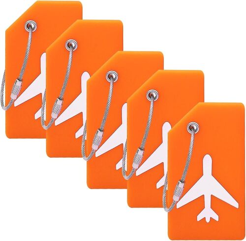 Paquet de 5 étiquettes à bagages en silicone avec carte d'identité nominative - repérez rapidement votre valise à bagages
