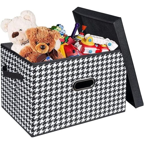 Cubes de rangement pliables, boîtes de rangement en dents de chien avec couvercle détachable, non tissés