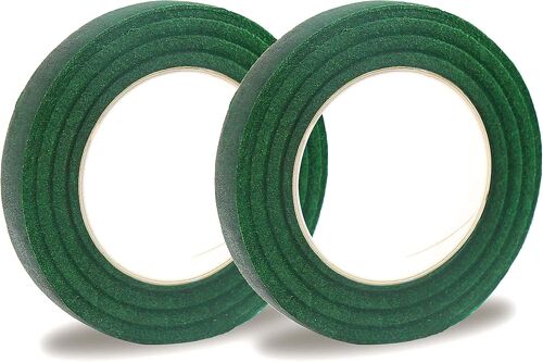 2 Rouleaux De Rubans Floraux Vert Foncé, Rubans D'emballage De Tige De Bouquet Pour La Fabrication De Fleurs
