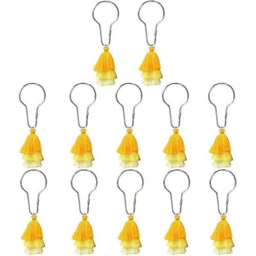 Tassel Shower Curtain Ring, Decorative Shower Curtain Hooks for Sliding Shower