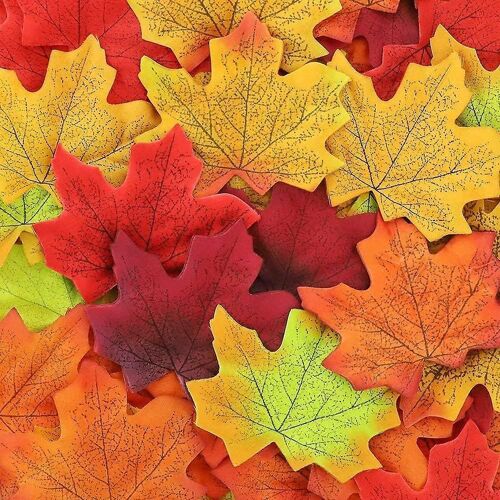 500pc Feuilles d'érable artificielles de couleur assortie pour le décor d'automne