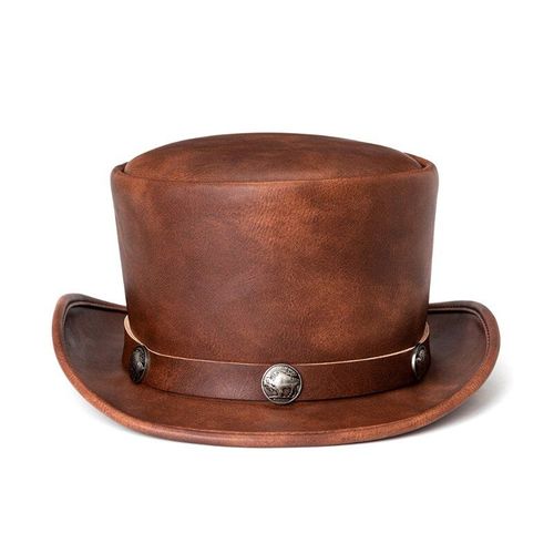 Chapeau De Gentleman En Cuir Pu, Chapeau Magique Punk Pour Costume Cosplay, Accessoires De Chapeau