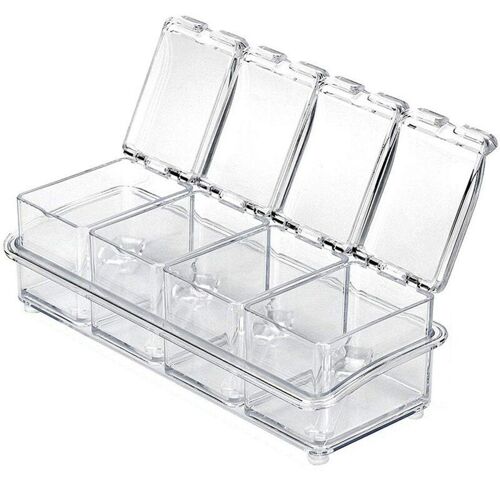 Boîte D'assaisonnement Transparente, Pots À Épices, Avec Cuillère, Support D'assaisonnement, Conteneur De Stockage, Pots À Condiments, Fournitures De Cuisine, 4 Pièces