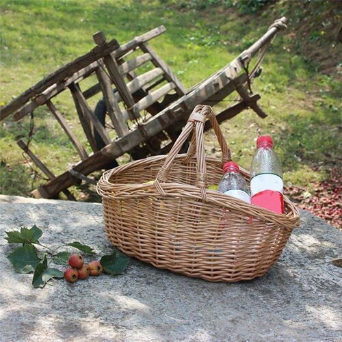Panier de rangement tissé fait à la main, boîte tissée, panier de fruits avec poignée, panier de pique-nique, cadeau
