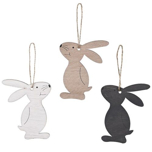 Lot De 3 Pendentifs De Pâques En Bois En Forme De Lapin, Décoration Artisanale Suspendue Pour Bricolage, Cadeau De Fête Pour Enfants