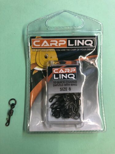 10 Quick Change Swivel With Ring T 8 Emerillon Accroche Rapide Avec Anneau Carplinq Peche Carpe