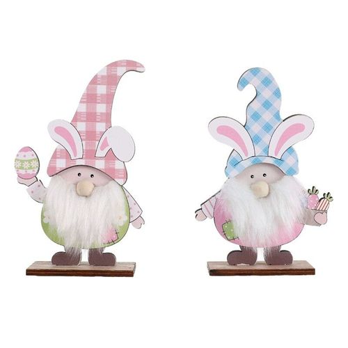 Décorations De Pâques En Bois Oreilles De Lapin Gnome, 2 Pièces, Pièce Maîtresse De Table, Ornement Pour Fête À Domicile, Bricolage De Table, Cadeaux Artisanaux Pour Enfants