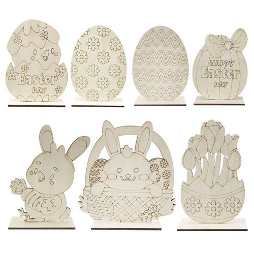 Peinture De Pâques En Bois Pour Enfants, 7 Pièces, Bricolage Artisanal, Lapin, Chasse, Fête De Printemps, Poussins, ¿Ufs, Décor De Fête, Cadeaux Pour Enfants