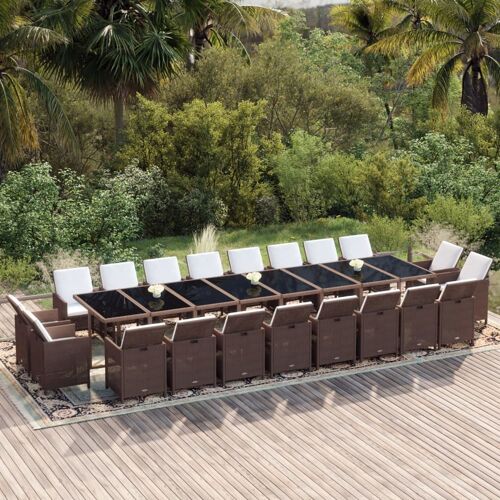 Vidaxl Ensemble À Manger De Jardin Coussins 21 Pcs Résine Tressée