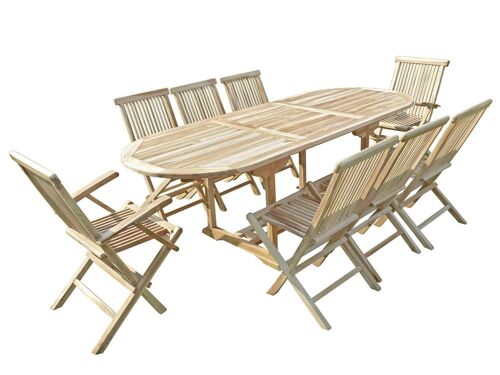 Ensemble Salon De Jardin En Teck Mahui 6 Chaises 2 Fauteuils