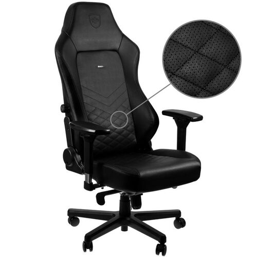 Siège PC Gamer NobleChairs HERO Cuir véritable - Noir/Cuir/4D