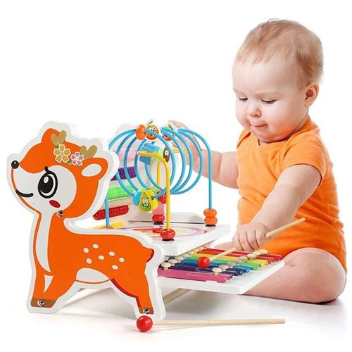 Labyrinthe Avec Perles En Bois 3 En 1 Pour Enfants - Cerf - Cercle D'activités - Jouet Éducatif Montessori