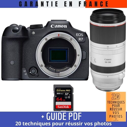 Canon EOS R7 + RF 100-500mm F4.5-7.1 L IS USM + 1 SanDisk 64GB Extreme PRO UHS-II SDXC 300 MB/s + Guide PDF ""20 techniques pour r?ussir vos photos""