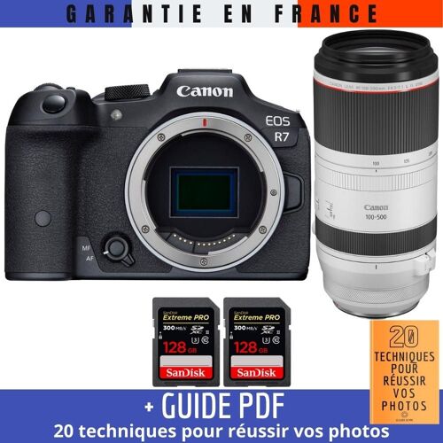 Canon EOS R7 + RF 100-500mm F4.5-7.1 L IS USM + 2 SanDisk 128GB Extreme PRO UHS-II SDXC 300 MB/s + Guide PDF ""20 techniques pour r?ussir vos photos""