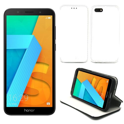 XEPTIO Huawei Honor 7S / Huawei Y5 2018 : Housse Protection Luxe blanche à Rabat Cuir Style Support - Etui Folio blanc clapet Coque Silicone Antichoc Smartphone - Accessoires Pochette Case