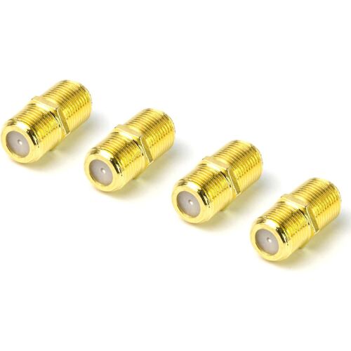 Pack de 4 Connecteur de câble coaxial Menuisier plaqué or