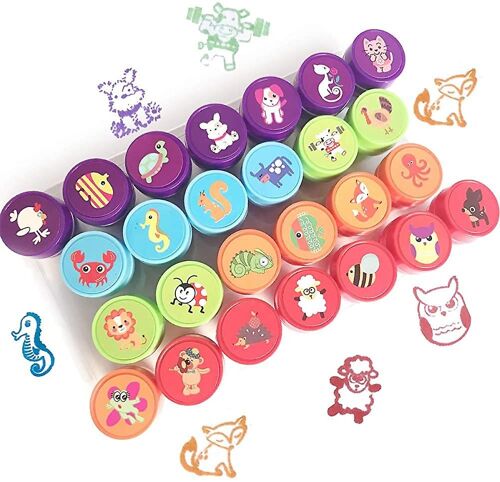 Ensemble De Timbres D'animaux Pour Les Enfants. 26 Pcs Rubber Ink Washable Stampers Seal Pour Les Enfants