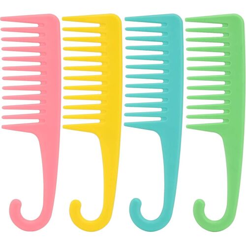 4 Pack Wide Teeth Peigns Detangler Douche Peigne Avec Crochet, Almi Démêlant Brosse À Cheveux
