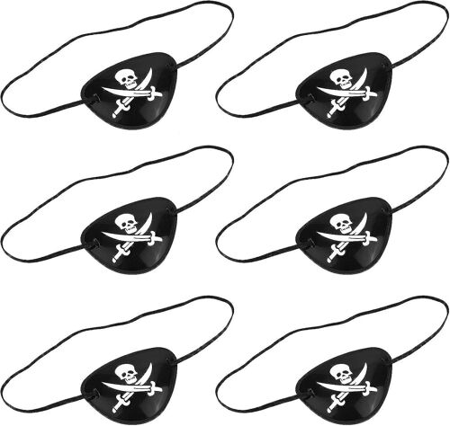 6 Pirate Eye Patches Patchs Skull Crossbone Eye Patches Réglables Pour Les Enfants 