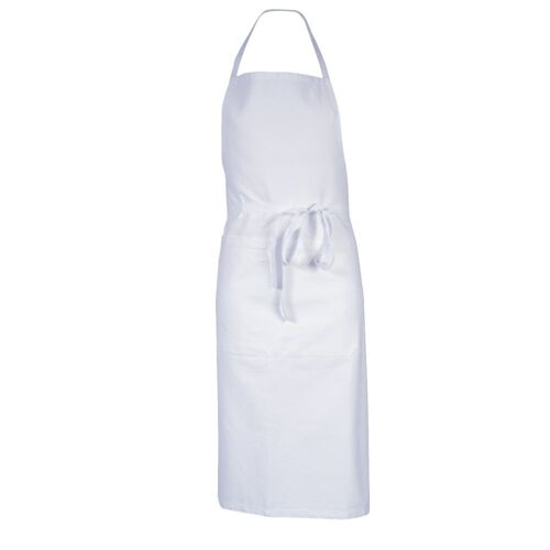 Tablier De Service À Bavette Robur Pise 100% Coton Blanc Unique